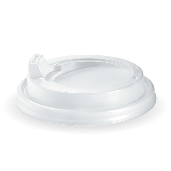 BioPak 90mm Large White PS Sipper BioCup Lid - (Pack of 1000)