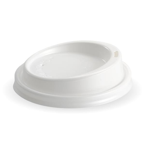 BioPak 90mm Large White PS BioCup Lid - (Pack of 1000)