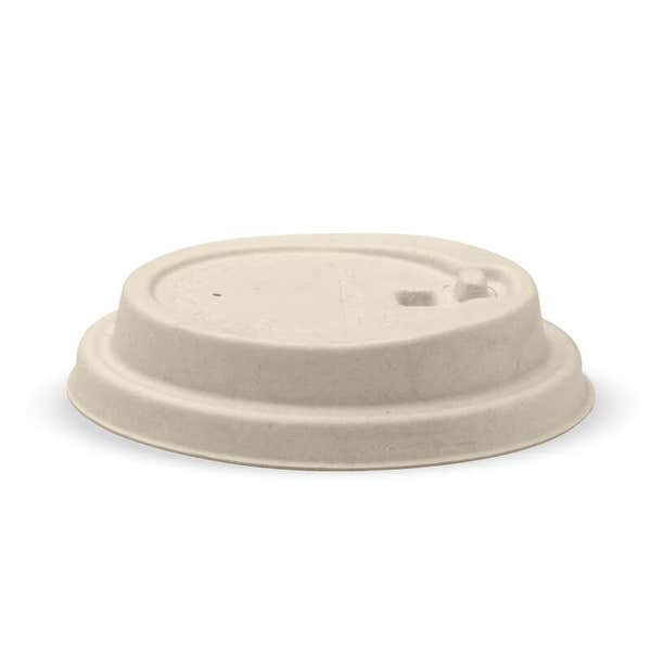 BioPak 90mm Large Natural Reclosable Plant Fibre BioCup Lid - (Pack of 1000)