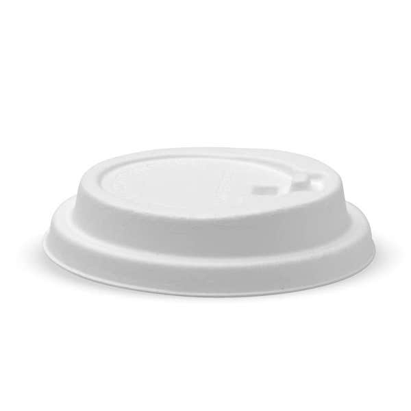 BioPak 90mm Large White Reclosable Plant Fibre BioCup Lid - (Pack of 1000)
