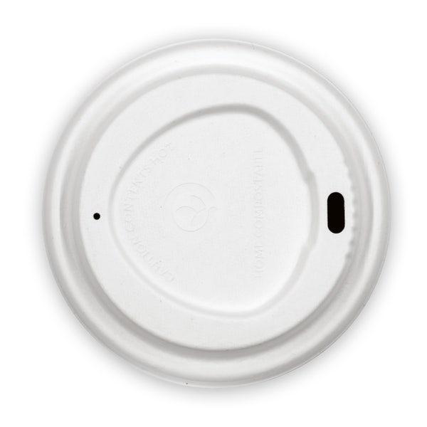 BioPak 90mm Large White Plant Fibre BioCup Lid - (Pack of 1000)