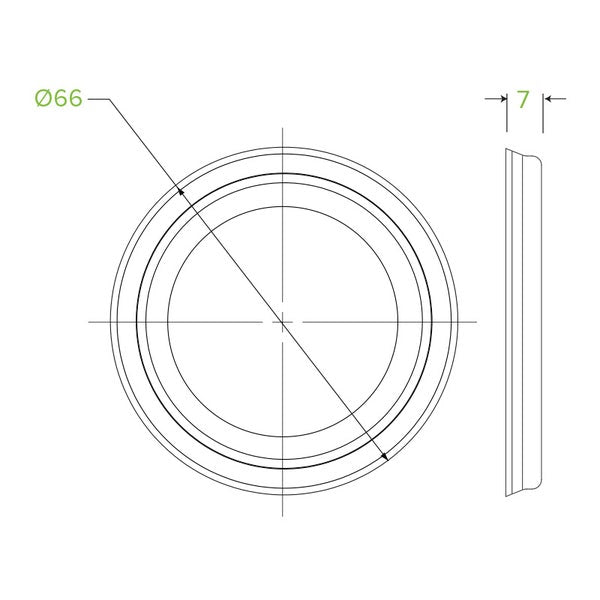 BioPak 63mm / 4oz White PS No Hole BioCup Lid - (Pack of 1000)