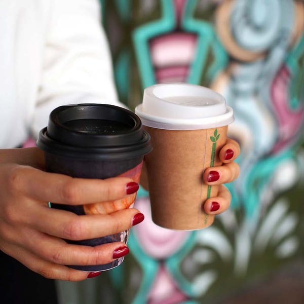 BioPak 80mm Small Black PLA BioCup Lid - (Pack of 1000)