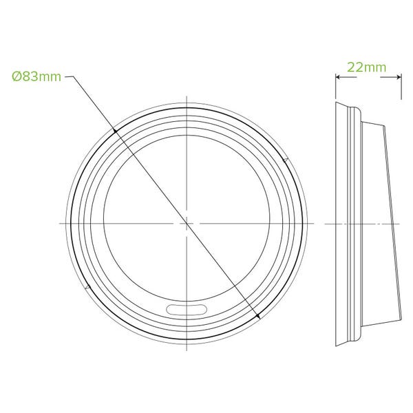 BioPak 80mm Small Clear PLA BioCup Lid - (Pack of 1000)