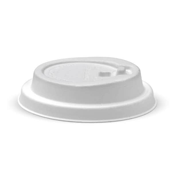 BioPak 80mm Small White Reclosable Plant Fibre BioCup Lid - (Pack of 1000)