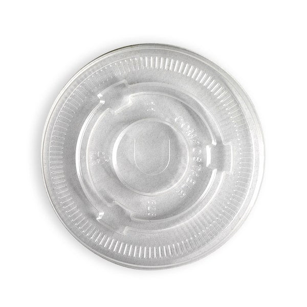 BioPak 90mm PLA Clear Flat Cold Paper BioCup Lid - (Pack of 1000)