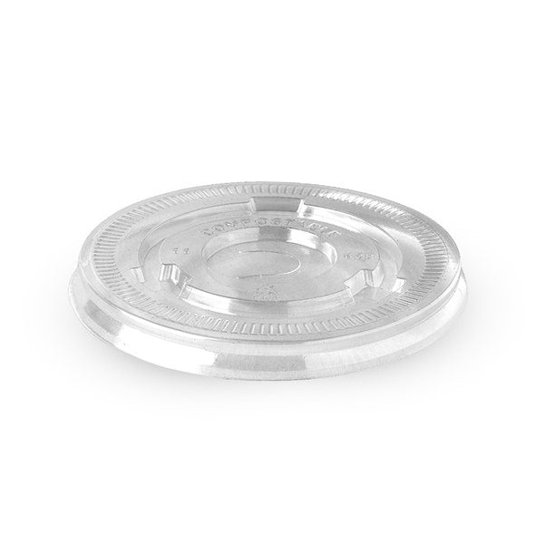 BioPak 90mm PLA Clear Flat Cold Paper BioCup Lid - (Pack of 1000)