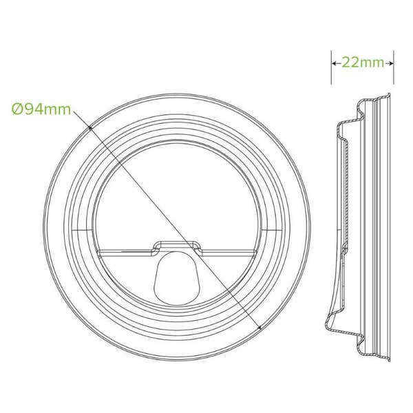 BioPak 90mm Large White Plant Fibre Strawless BioCup Lid - (Pack of 1000)