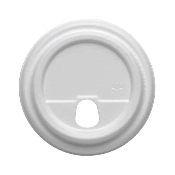 BioPak 90mm Large White Plant Fibre Strawless BioCup Lid - (Pack of 1000)