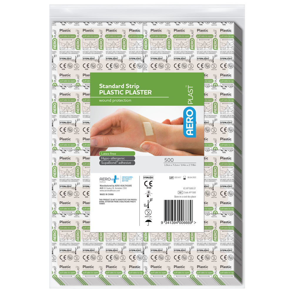 AEROPLAST Plastic Standard Strip 7.2 x 1.9cm Bag/500 - (Pack of 4)