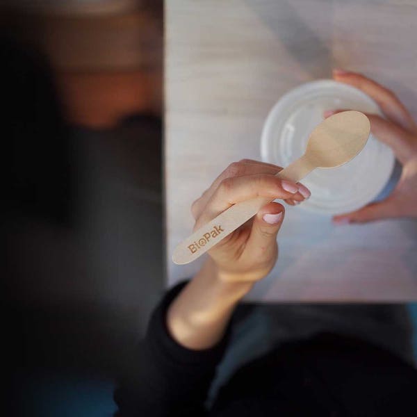 BioPak 16cm Wood Spoon - (Pack of 1000)