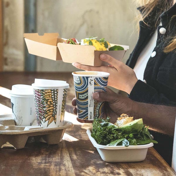 BioPak 4-Cup Pulp BioCup Tray - (Pack of 300)