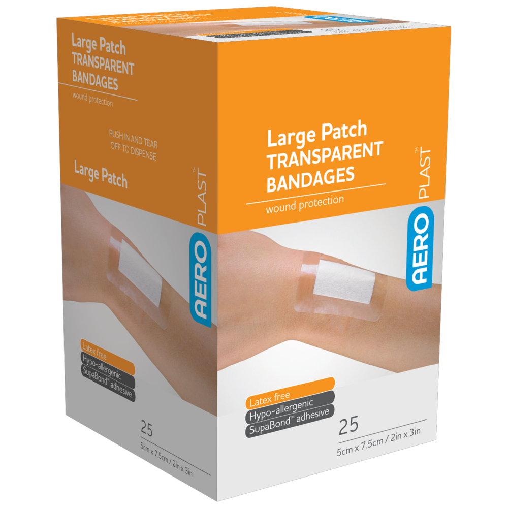 AEROPLAST Transparent Large Patch 7.5 x 5cm Box/25 - (Pack of 12)