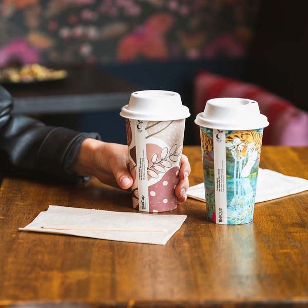 BioPak 390ml / 12oz (90mm) Art Series Single Wall BioCup - (Pack of 1000)