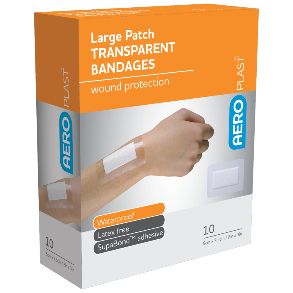 AEROPLAST Transparent Large Patch 7.5 x 5cm Box/10 - (Pack of 6)