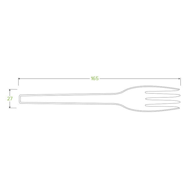 BioPak 16.5cm / 6.5" PLA Fork - (Pack of 1000)