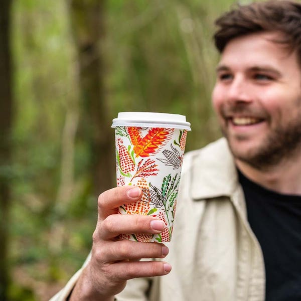 BioPak 390ml / 12oz (90mm) Art Series Double Wall BioCup - (Pack of 1000)