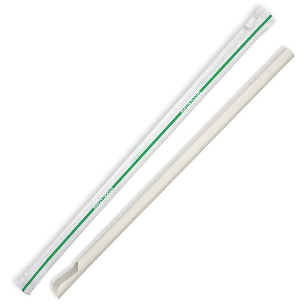 BioPak 8mm Individually Wrapped Spoon Straw - (Pack of 3000)