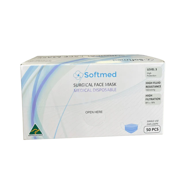 Level 3 3-ply Surgical Face Mask - Blue | Australian Made