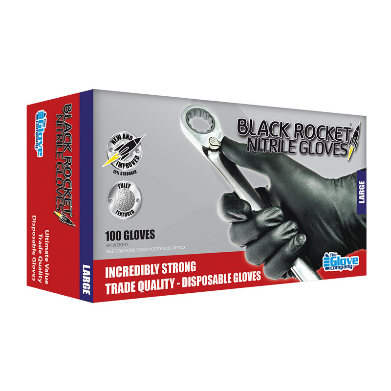 The Glove Company Black Rocket Nitrile Gloves Box of 100