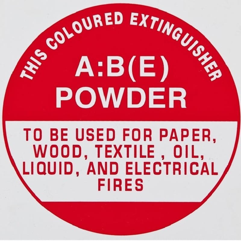IDABEMET INSTRUCTION SIGN ABE DRY POWDER (205mm dia) - METAL
