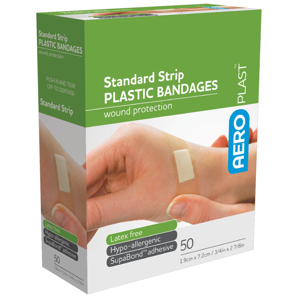 AEROPLAST Plastic Standard Strip 7.2 x 1.9cm Box/50 - (Pack of 12)