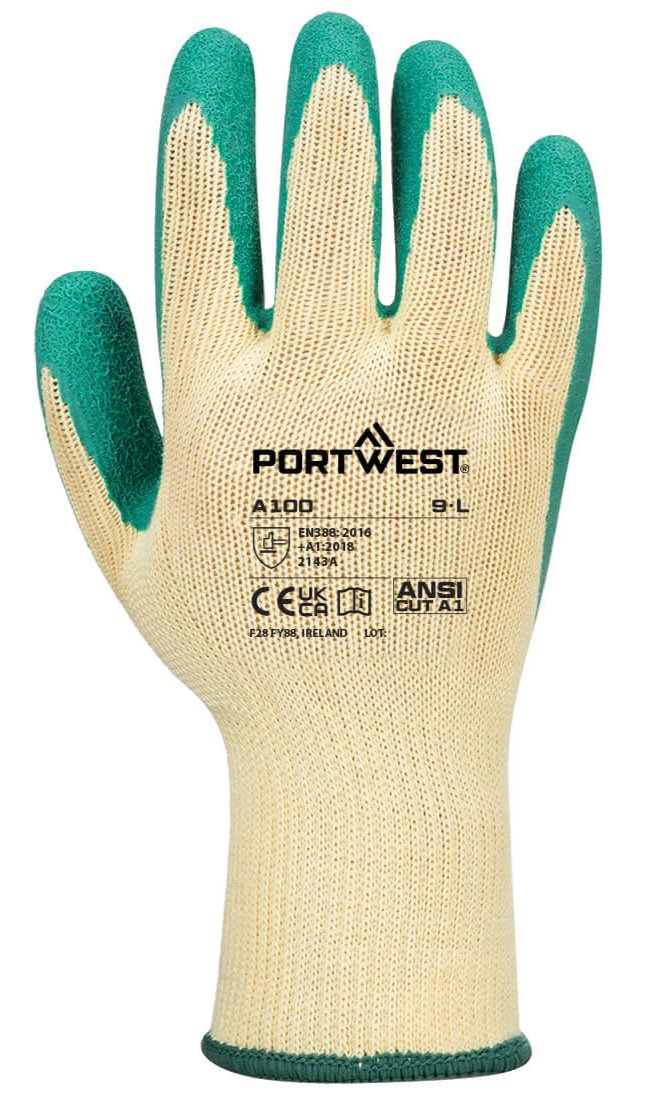 PORTWEST Grip Glove - Latex Green - A100