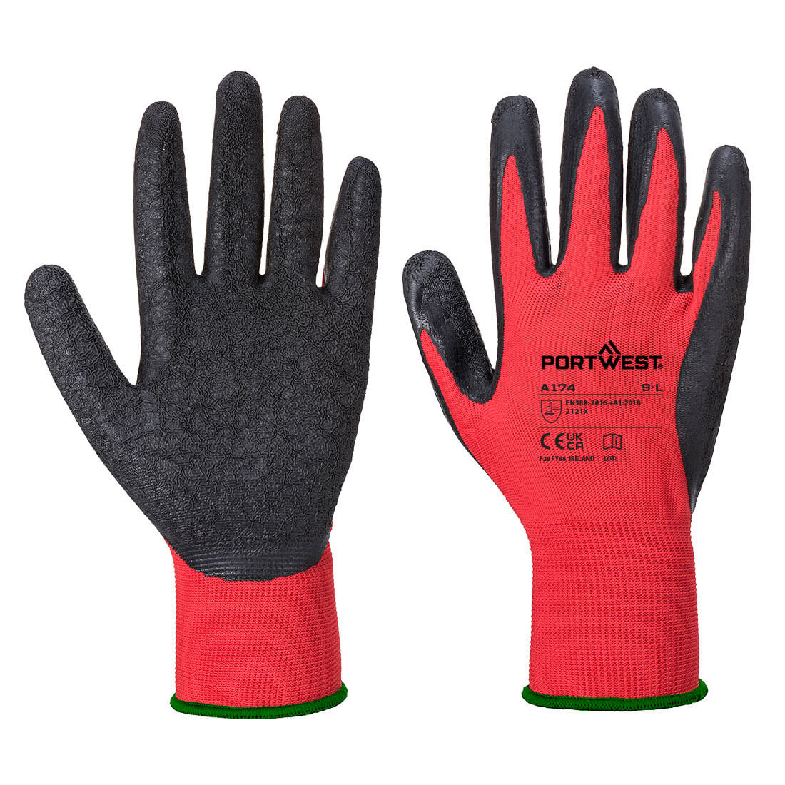 PORTWEST Flex Grip Latex Glove Red/Black - A174