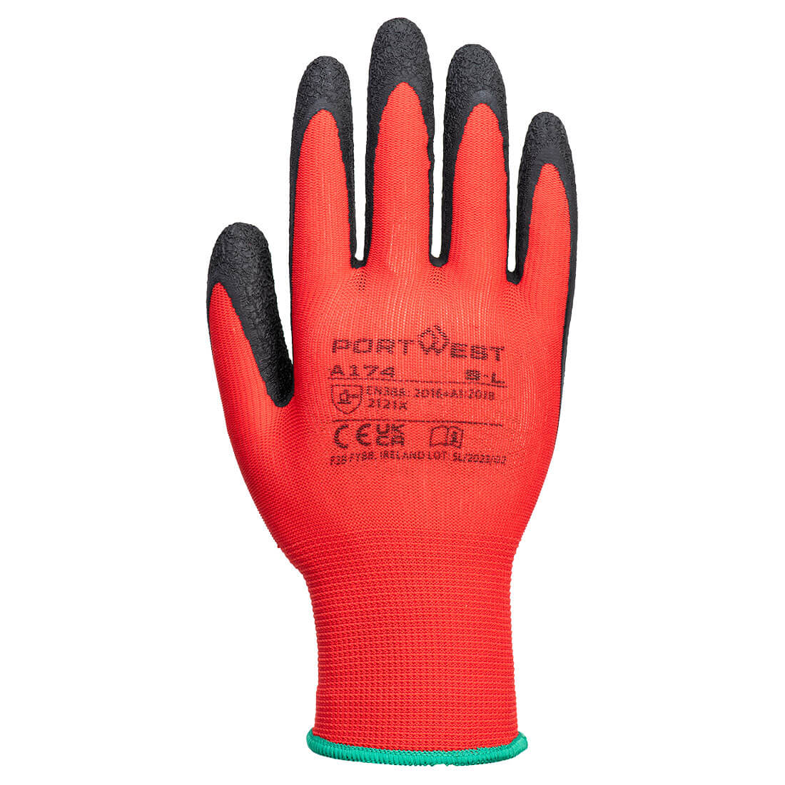 PORTWEST Flex Grip Latex Glove Red/Black - A174