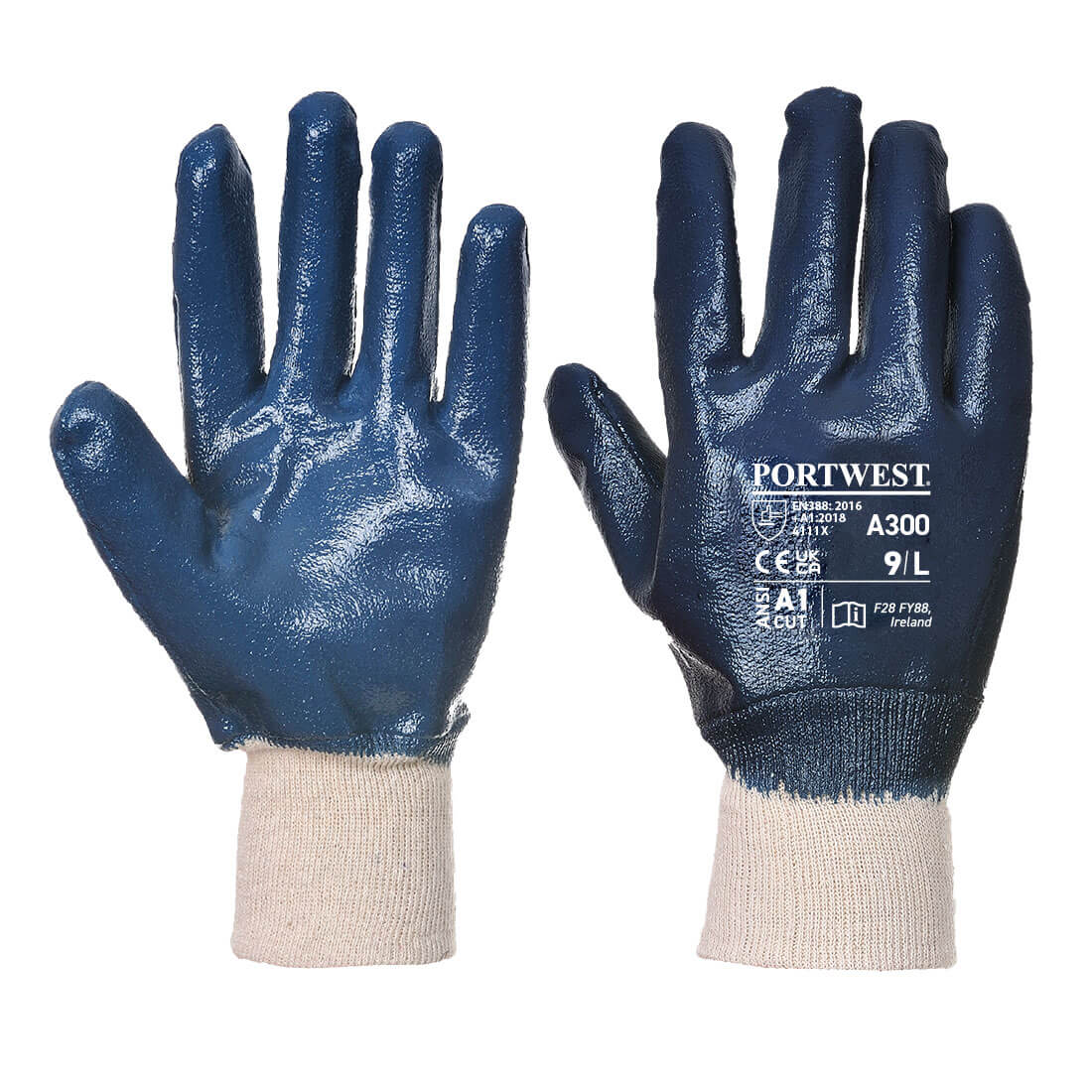 PORTWEST Nitrile Knitwrist Navy - A300