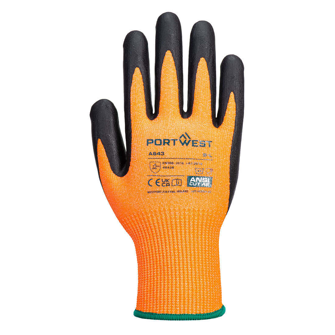 PORTWEST Amber Cut Glove - Nitrile Foam - A643