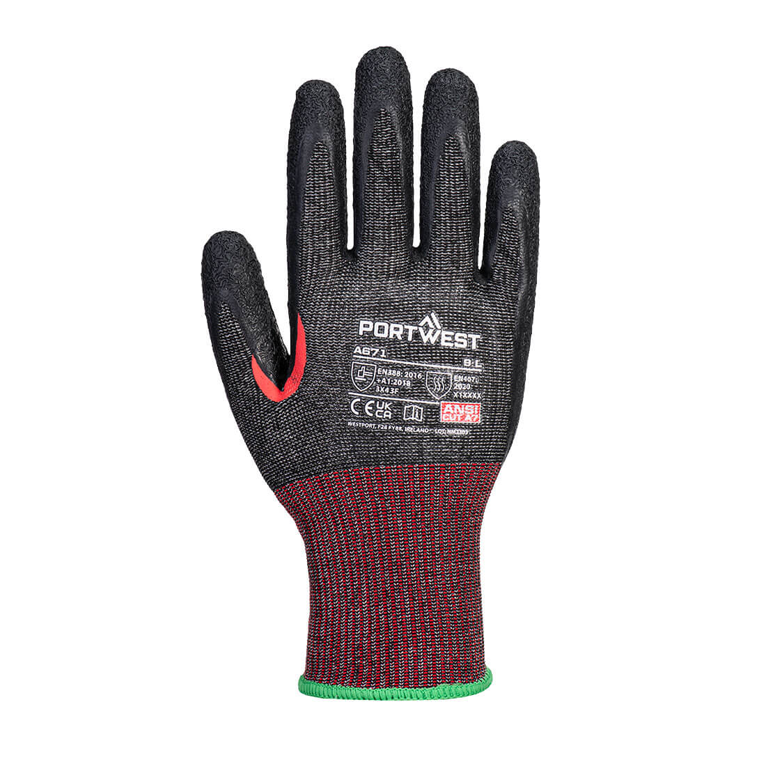 PORTWEST CS Cut F13 Latex Glove Black - A671