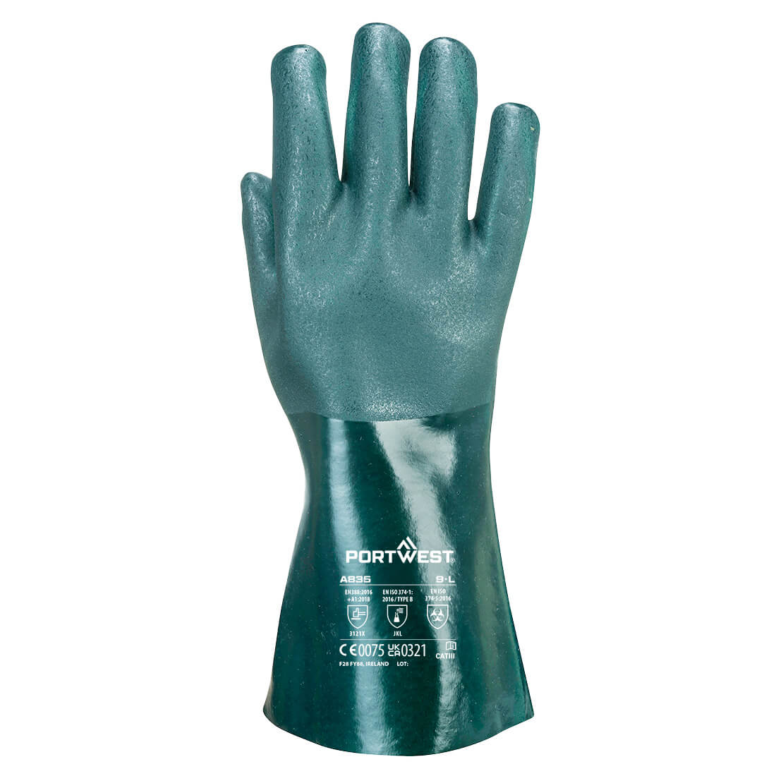 PORTWEST Double Dipped PVC Gauntlet 35cm Green - A835