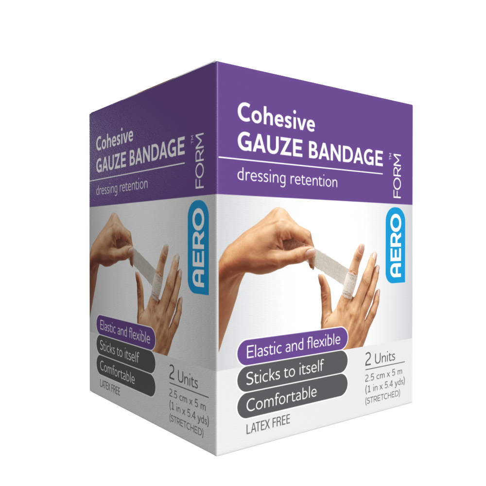 AeroForm Cohesive Gauze Bandage 2.5cm x 5M - (Pack of 2)