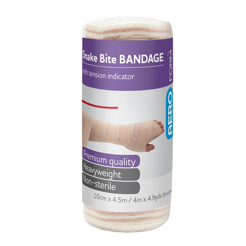 AEROFORM Short Snake Bite Bandage with Indicator 10cm x 4.5M Wrap/12