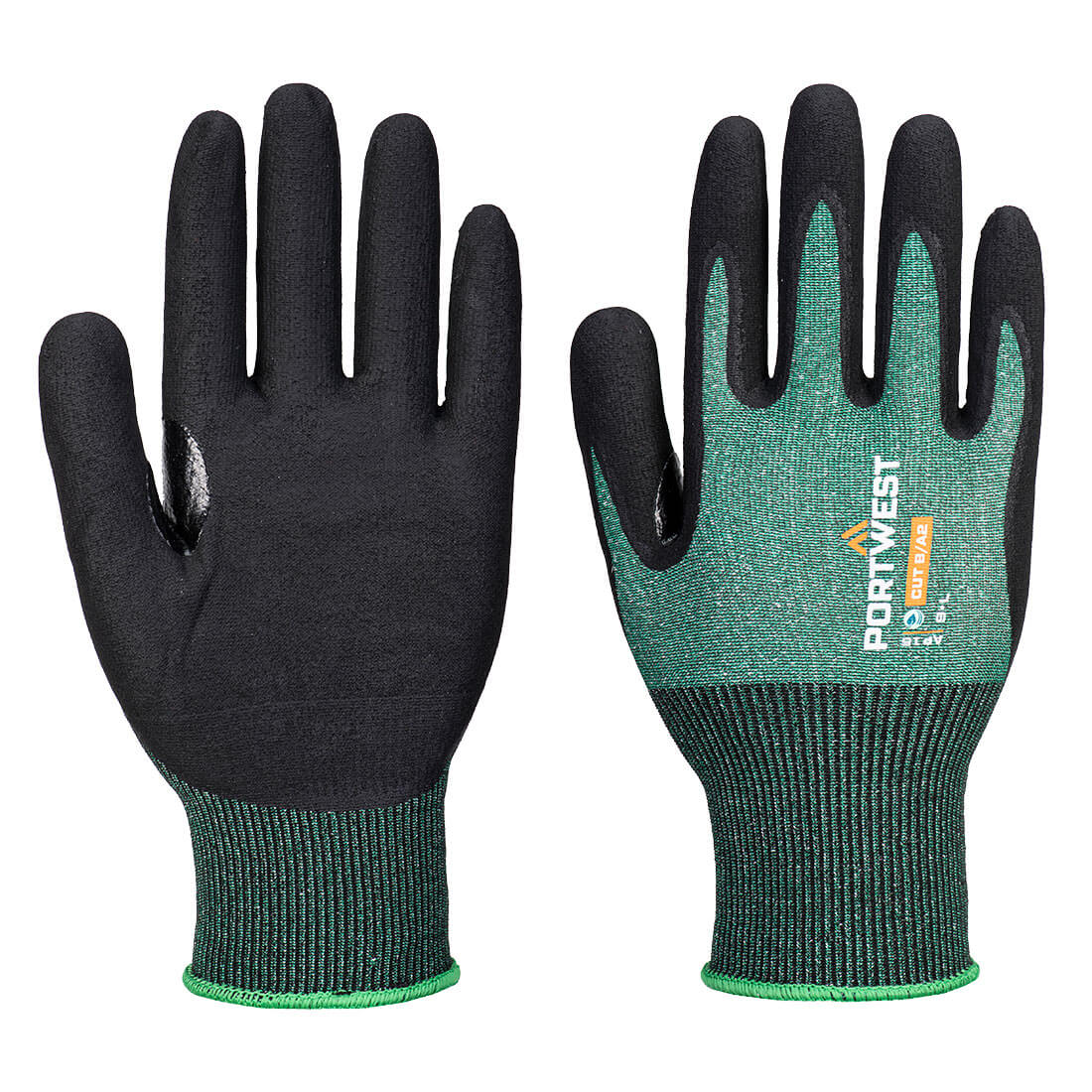 PORTWEST AP15 - SG Cut B18 Nitrile Glove Green/Black - (Pack of 12)