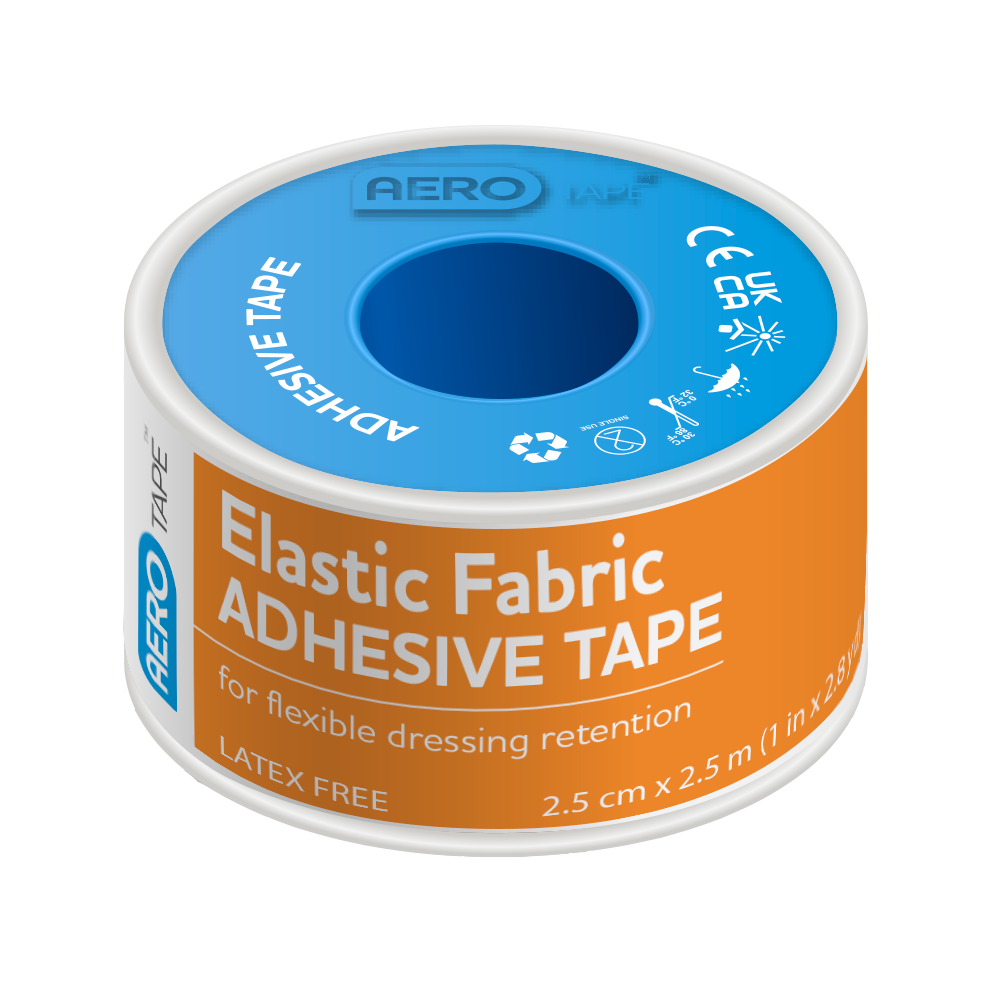 AEROTAPE Elastic Fabric Adhesive Tape 2.5cm x 2.5M (Box of 6)