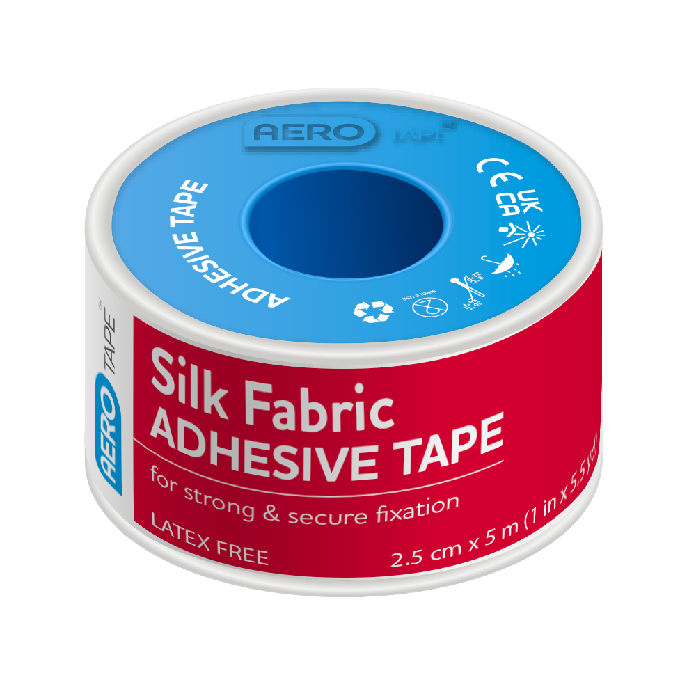 AEROTAPE Silk Fabric Adhesive Tape 2.5cm x 5M (Box of 6)