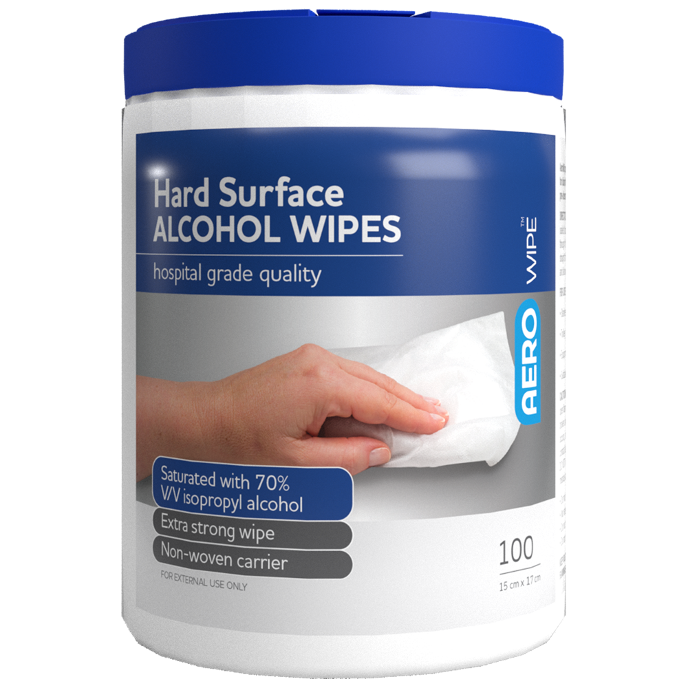 AEROWIPE 70% Isopropyl Alcohol Hard Surface Wipes Tub/100