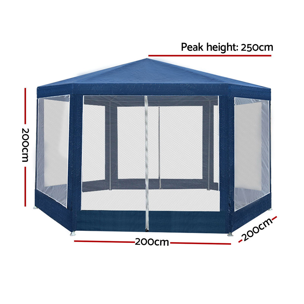 Instahut Gazebo 2x2m Marquee Wedding Party Tent Outdoor Camping Mesh Wall Canopy Shade Gazebos Navy