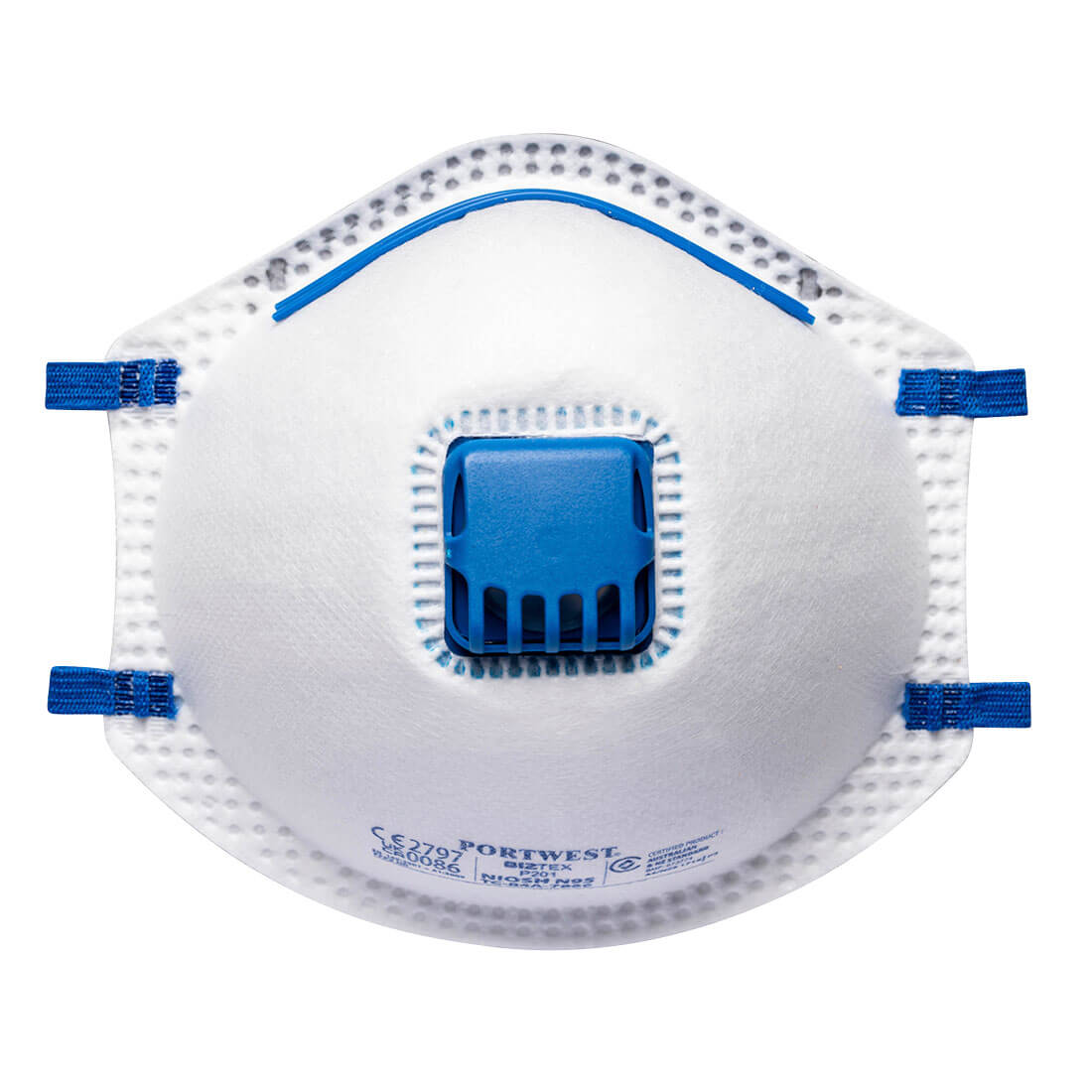 PORTWEST P201 - FFP2 Valved Dust Mist Respirator (Pk10) White