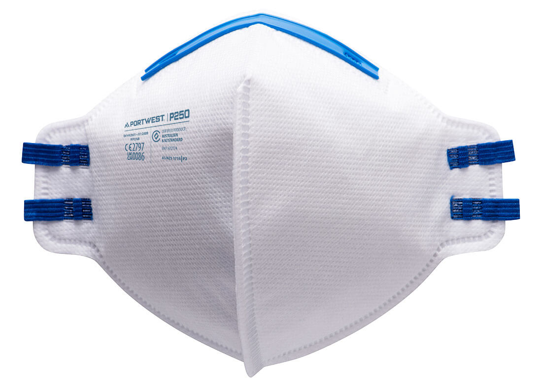 PORTWEST P250 - FFP2 Dust Mist Fold Flat Respirator (Pk20) White