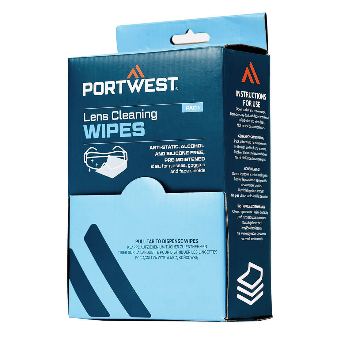 PORTWEST Lens Cleaning Wipes (100 towelettes) White - PA01