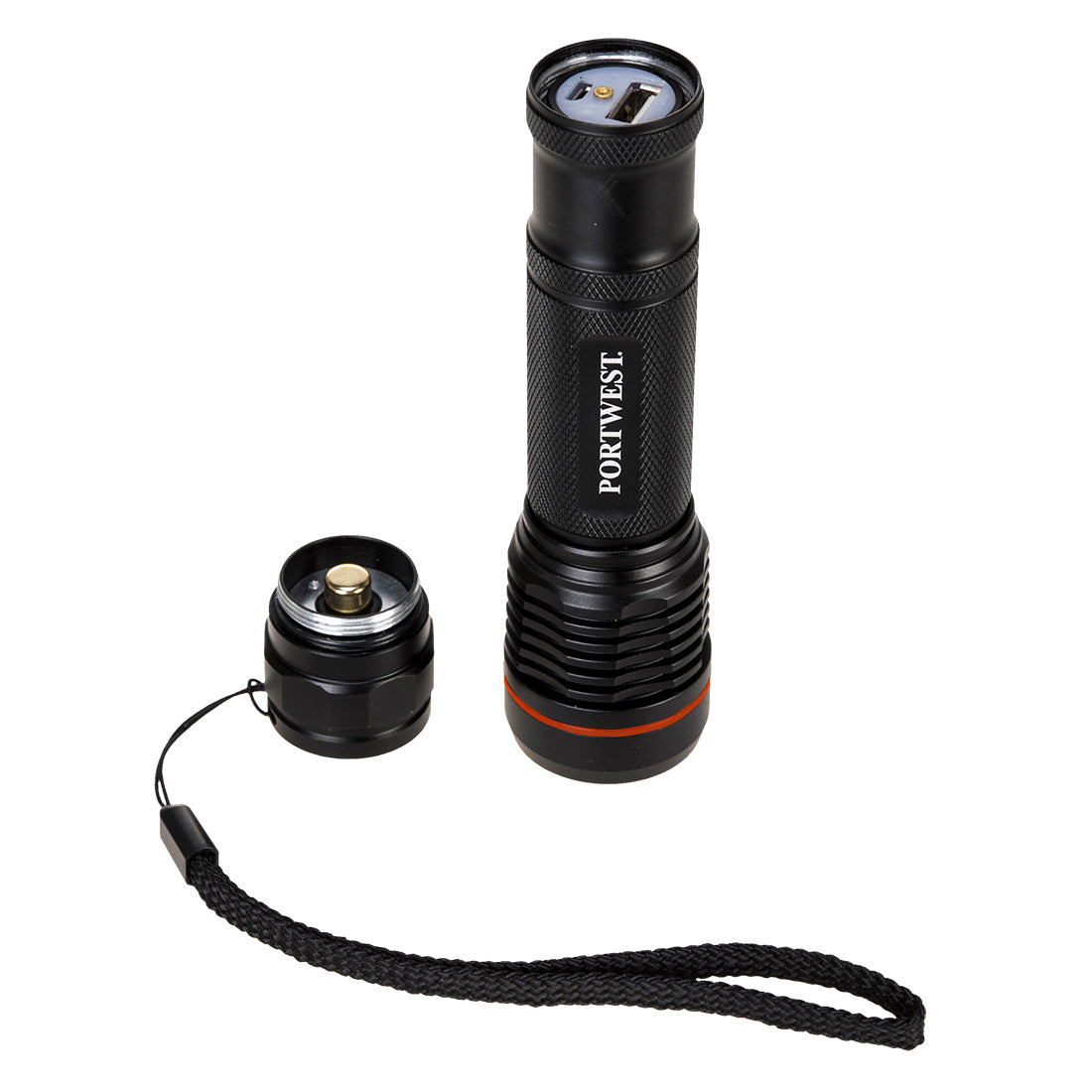 PORTWEST USB Rechargeable Torch Black - PA75