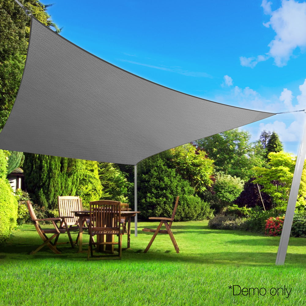 Instahut Shade Sail 3x5m Rectangle 280GSM 98% Grey Shade Cloth