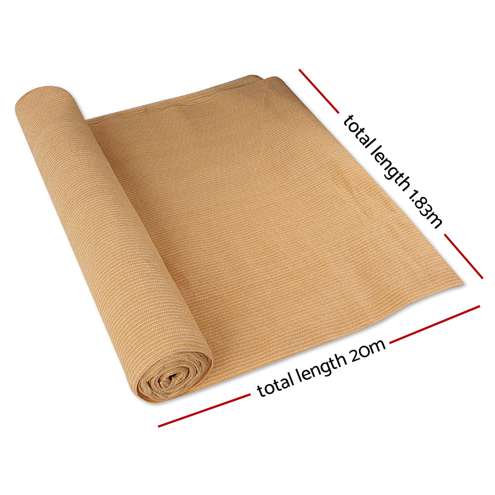 Instahut 50% Shade Cloth 1.83x20m Shadecloth Sail Heavy Duty Beige