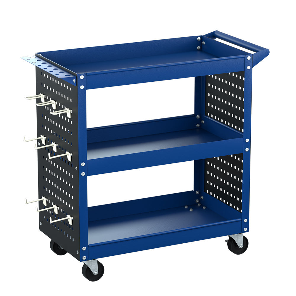 Giantz 3-Tier Tool Cart with Pegboard – Blue