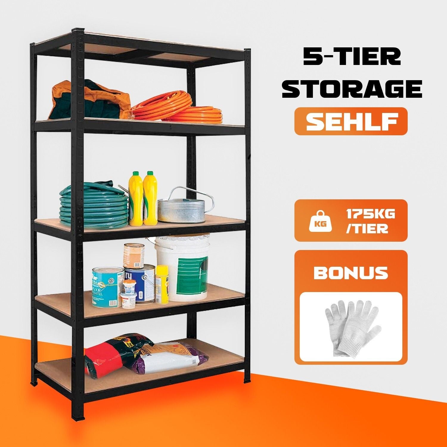 Heavy Duty Warehouse Shelving 75x30x152cm Steel Storage Rack