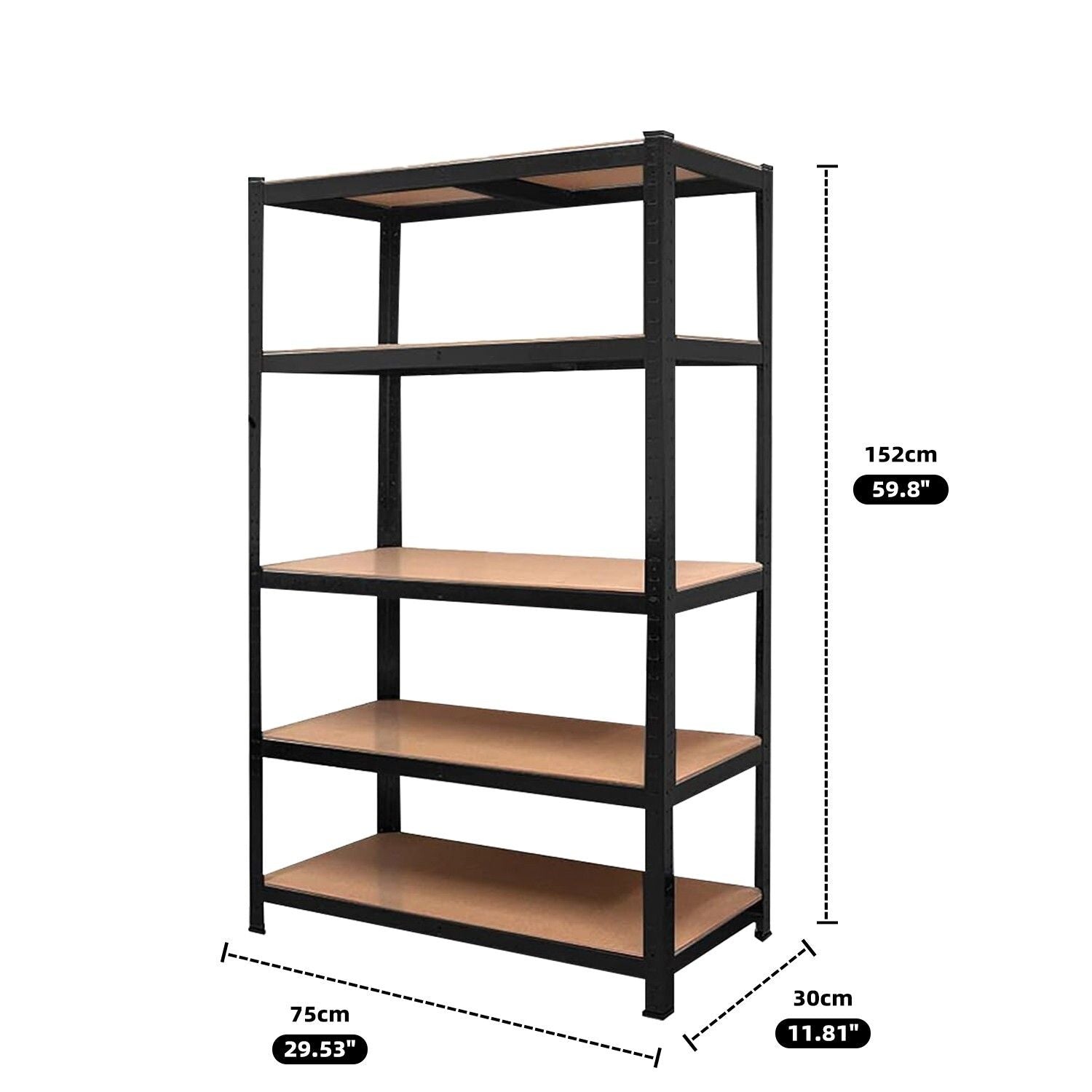 Heavy Duty Warehouse Shelving 75x30x152cm Steel Storage Rack