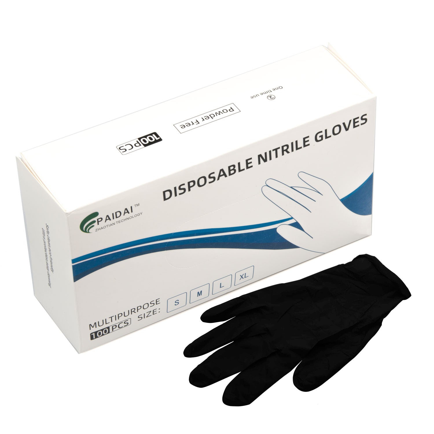 100x Nitrile Black Disposable Gloves Medium